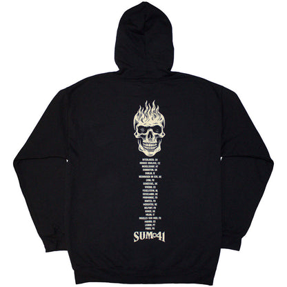 Sum 41 Unisex Zipped Hoodie: Tour '24 Pocket Logo & Skull Back (Black) (Back Print & Ex-Tour)