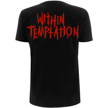 Within Temptation Ladies T-Shirt: Purge Outline (Red Face) (Black) (Back Print)