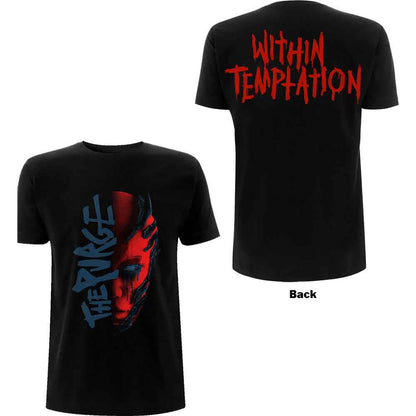 Within Temptation Ladies T-Shirt: Purge Outline (Red Face) (Black) (Back Print)