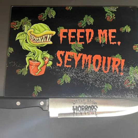 Little Shop of Horrors Sublimated Glass Cutting Board With Knife