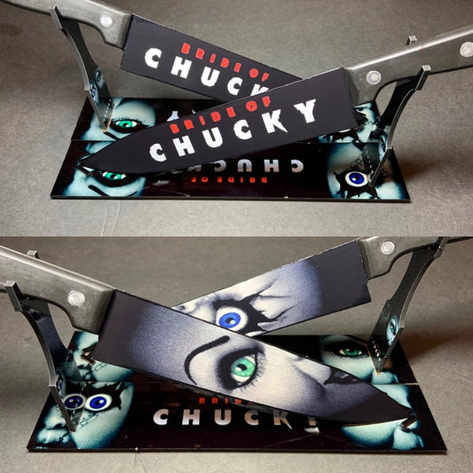 Bride of Chucky Tiffany 2 Kitchen Knife Set Witht Sublimated Stand