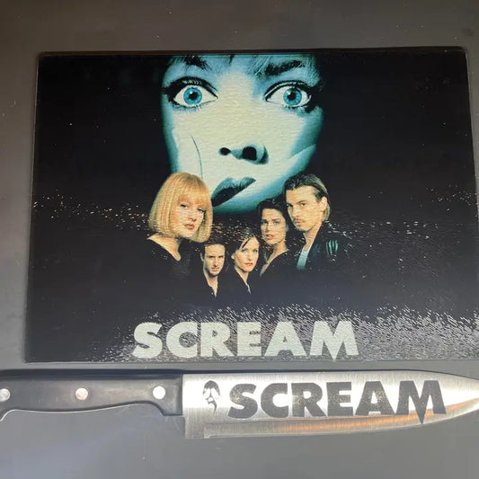 Scream 1996 Sublimated Glass Cutting Board with Matching Knife