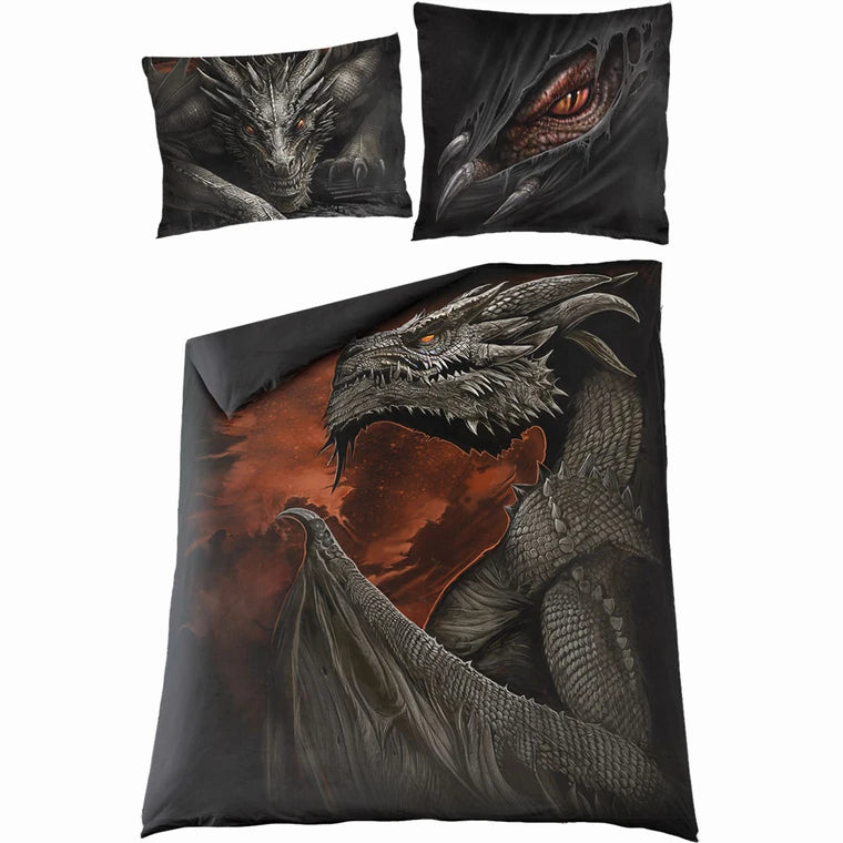 Spiral Duvet Set: Majestic Draco (Black) (Double)