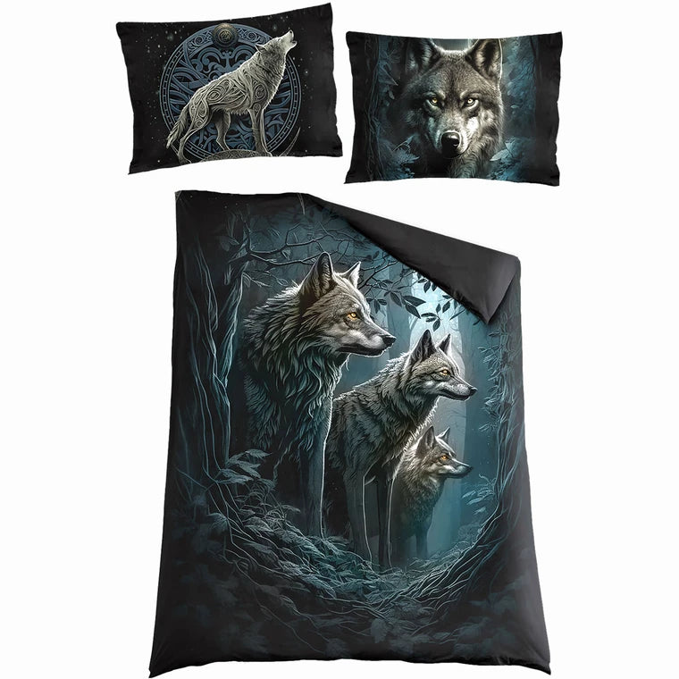 Spiral Duvet Set: Forest Guardians (Black) (Single)
